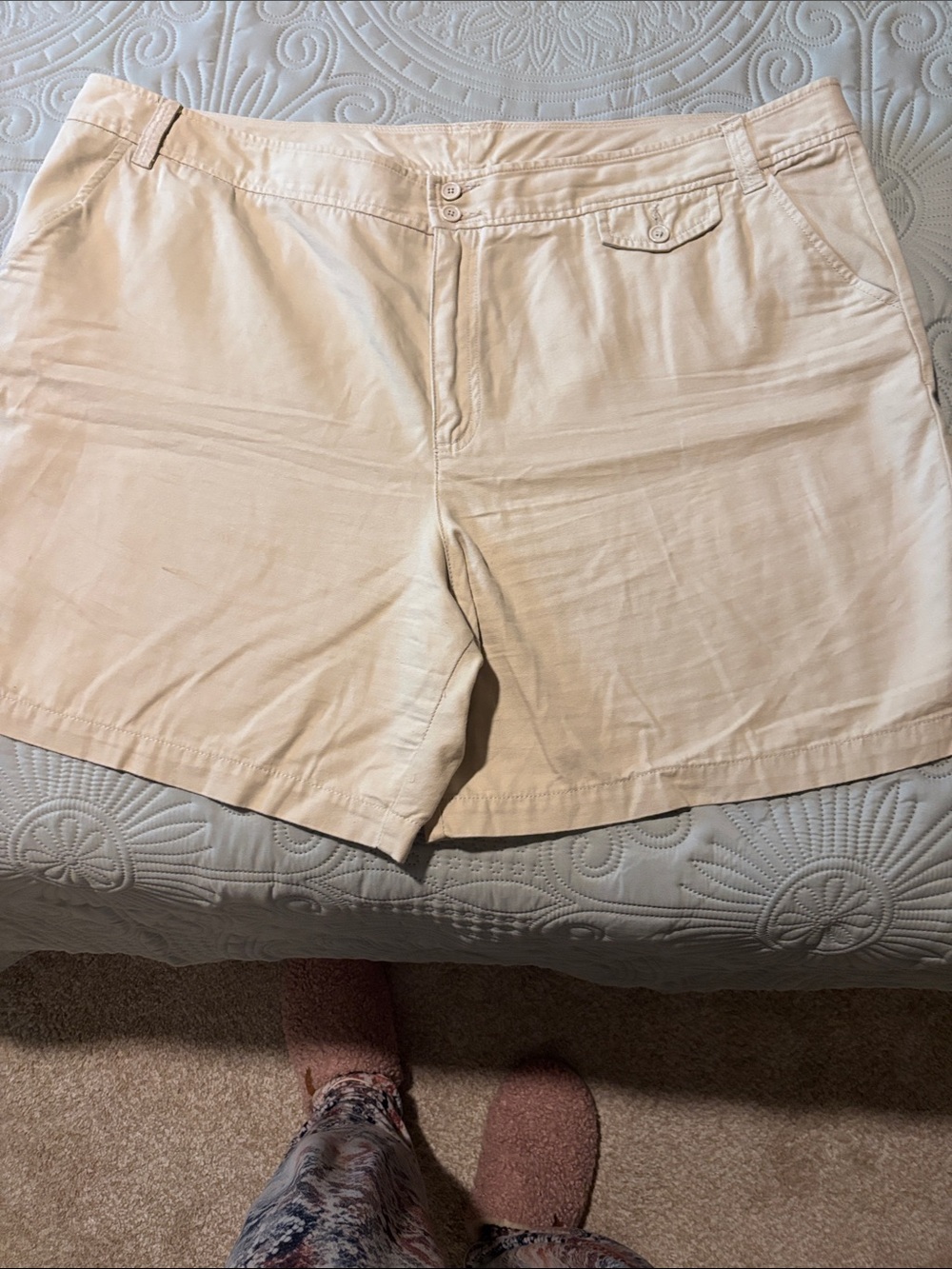 Venezia Khaki Cotton Shorts with Pink & Orange Trim